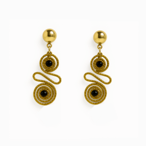 Gold Spiral Earring with Black Detail – Art in Motion