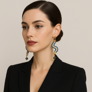 Earrings with blue details